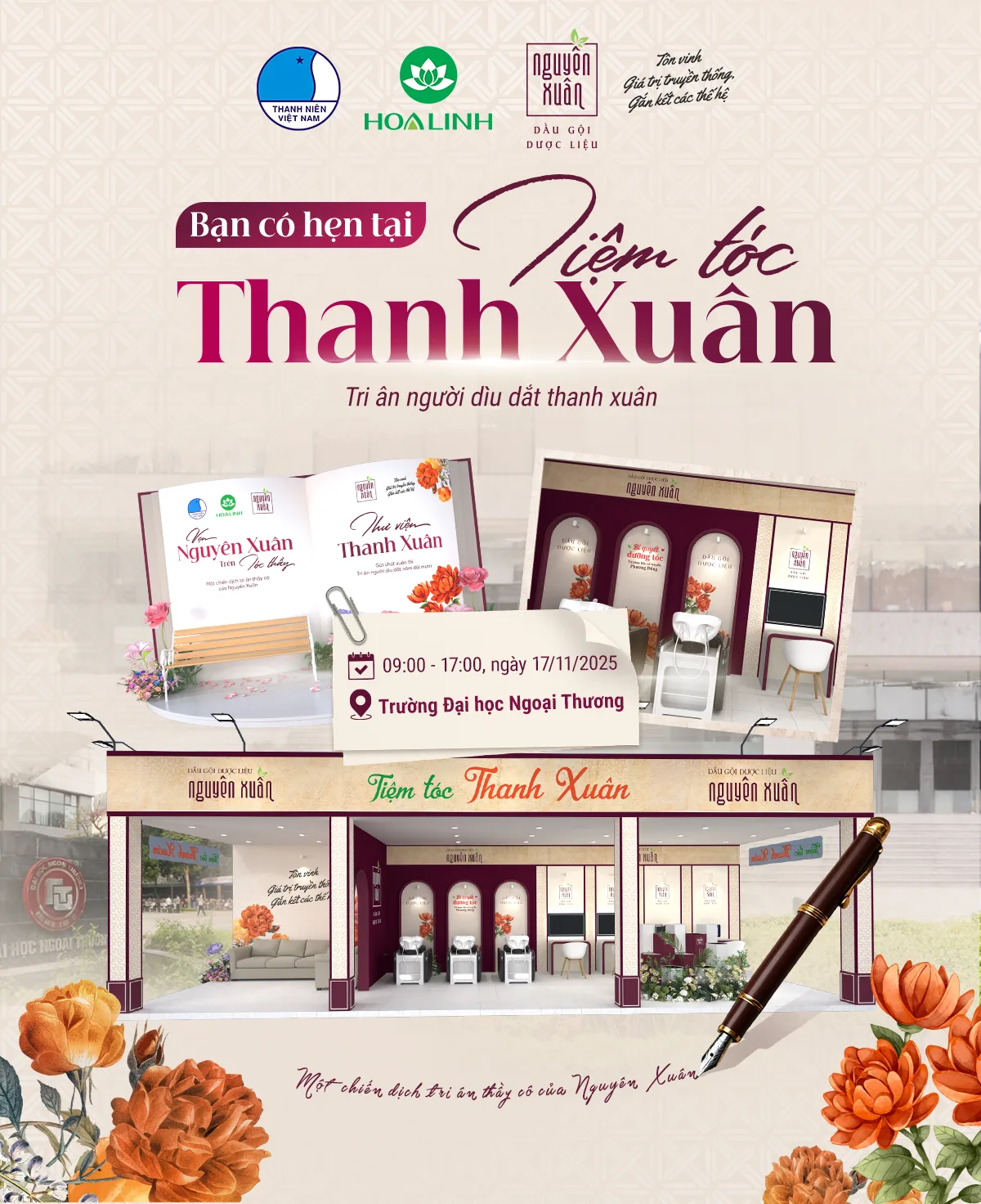 Mang Tiệm tóc Thanh Xuân tri ân người dìu dắt Thanh Xuân – xinh đẹp tại Đại học Ngoại thương